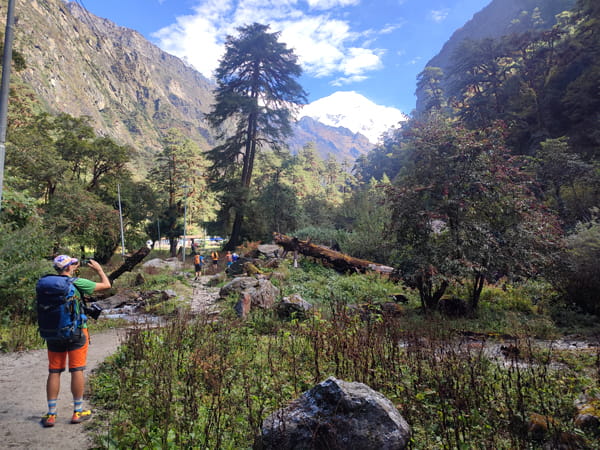 Trekker enjoying the scenic views on the Langtang Valley Trek