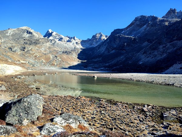 Lake and valley of Renjo La Pass